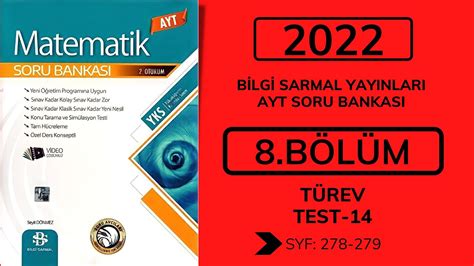 2022 Bilgi Sarmal Matematik AYT Soru Bankası TÜREV Syf 278 279 14