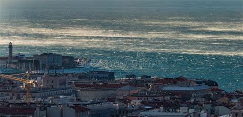 Heavy Wind Bora Over the Gulf of Trieste Stock Photo - Image of pier ...