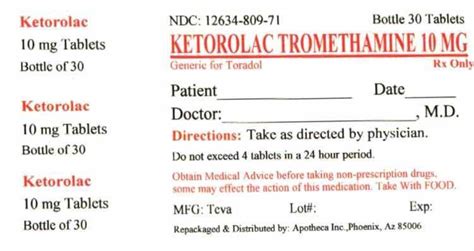 Ketorolac Tromethamine Apotheca Inc Fda Package Insert