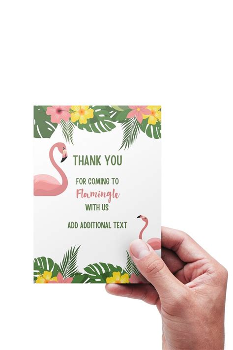 Printable Flamingo Thank You Card Flamingo Party Thank You Etsy