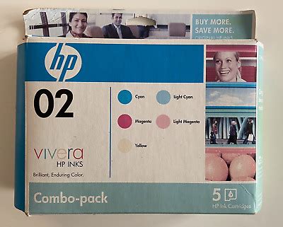 HP 02 Vivera Inks 5 Cartridges NIB Cyan Light Cyan Magenta Light