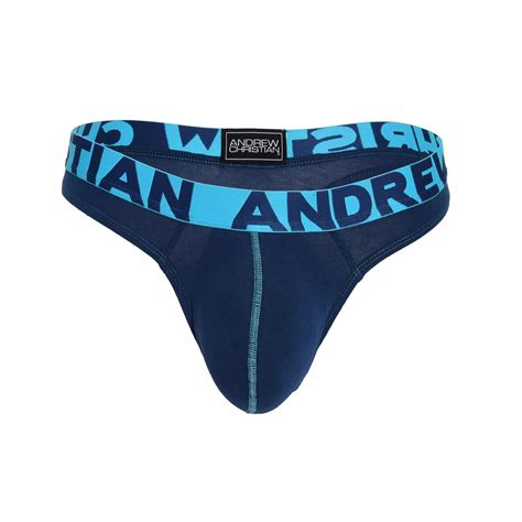 Andrew Christian Almost Naked Happy Thong Navy INDERWEAR
