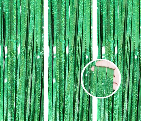 Green Tinsel Curtain Party Backdrop Greatril Foil Fringe Curtain For