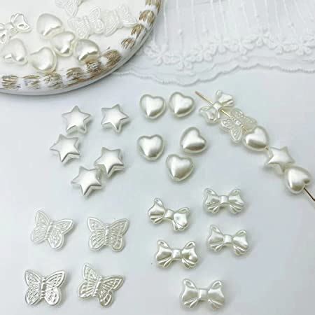 Amazon Pcs Abs Imitation Pearl Beads Mm White Butterfly