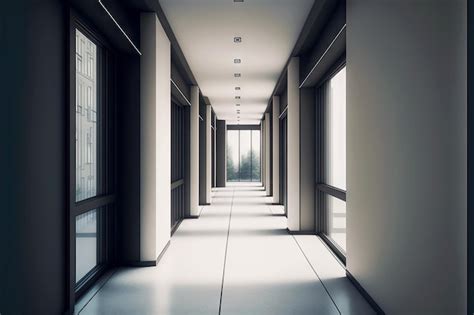 Premium Photo | Interior of empty office corridor in minimalist style ...