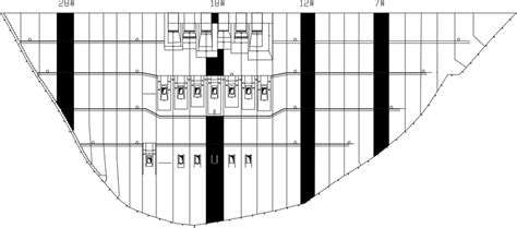 Dam cross-section layout (black part is the study dam section ...