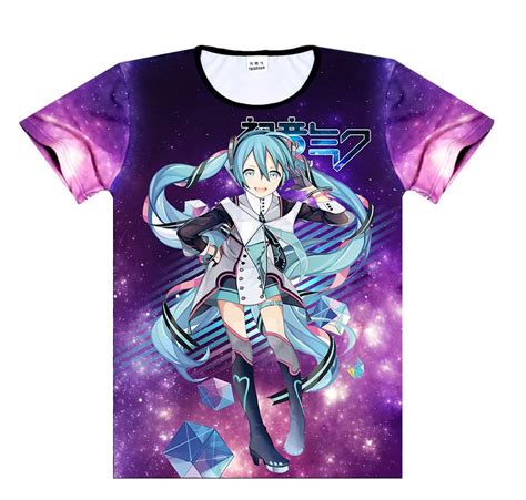 New Vocaloid T Shirt Anime Hatsune Miku Snow Miku Cosplay T Shirts Kagamine Rinlen Fashion Men