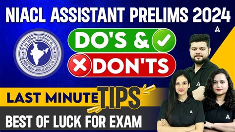 Last Minute Tips For NIACL Assistant 2024 NIACL Assistant Do S And