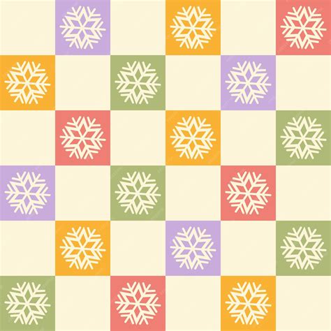 Premium Vector Christmas Checkered Seamless Pattern With Snowflakes