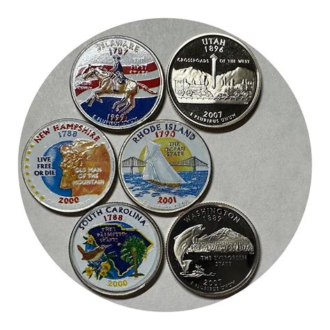 1999 2001 Colorized State Quarters DE NH RI D And SC P Plus 2007