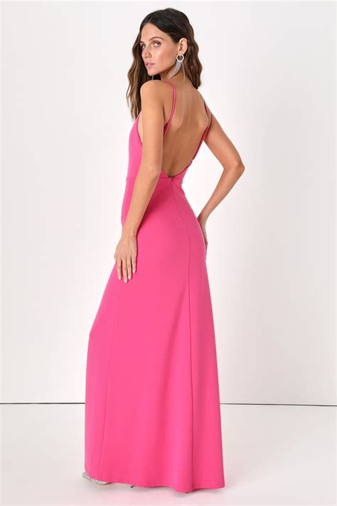 Hot Pink Maxi Dress Backless Maxi Dress Sexy Maxi Dress Lulus