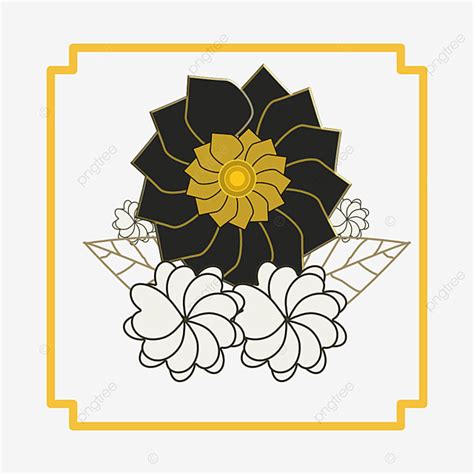 Flor De Oro Negro Con Marco Cuadrado Png Oro Negro Cuadrado Negro