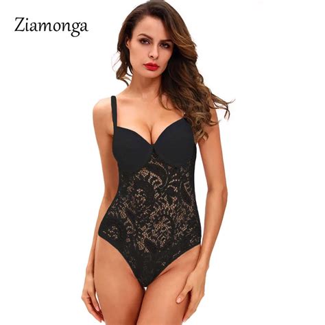 Ziamonga Women Sexy Full Body Shapewear Underwear Lace Hollow Out Rompers Clothes Waist