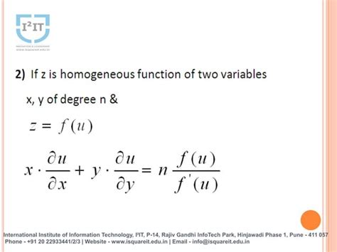 Eulers Theorem Homogeneous Function Of Two Variables Ppt