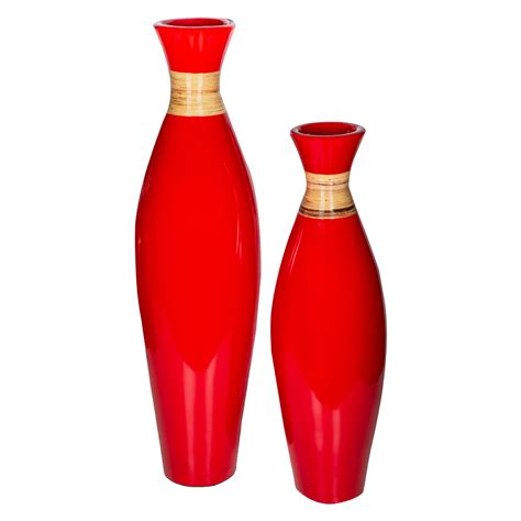 decorative slim vase set  pcs red tc