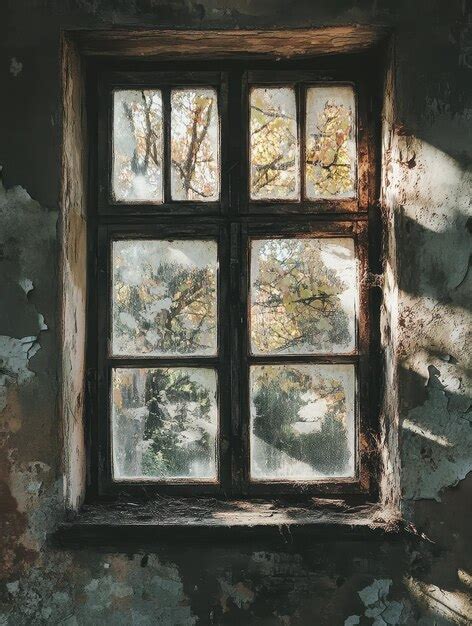 Shadowy windows conceal secrets of bygone era | Premium AI-generated image