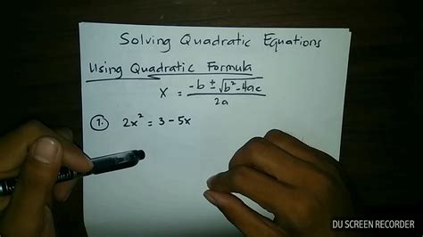 Solving Quadratic Equations Using Quadratic Formula Youtube