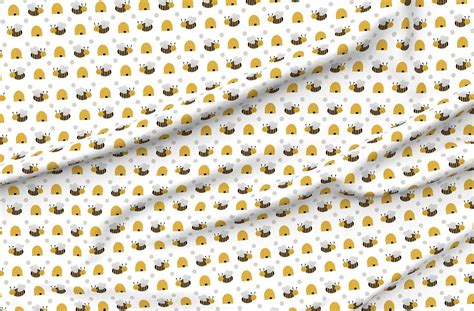 Spoonflower Fabric Bees Bee Cute Golden Hexagons Summer