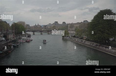 Seine River Boats And Louvre Museum Buildings Stock Videos Footage