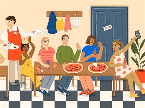 Pizza Party | Illustration, Shop illustration, People illustration