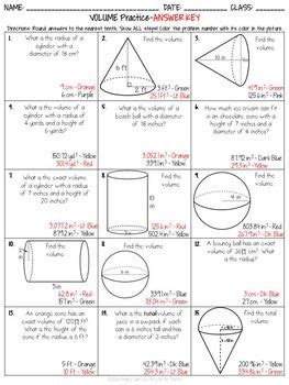 Volume Of Cylinder Cone And Sphere Worksheet Practice Problems And