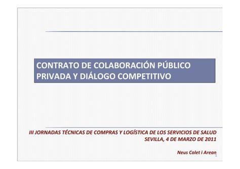 Contrato De Colaboraci N P Blico Privada Y Di Logo Competitivo