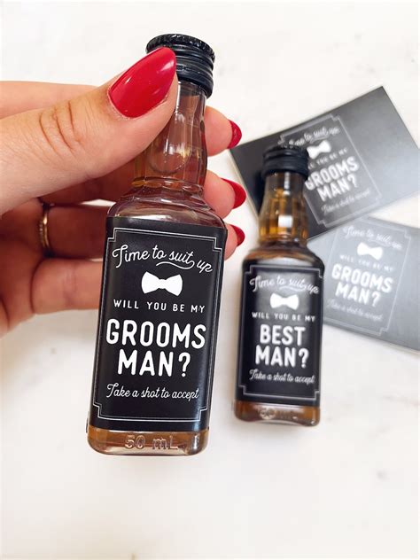 50 Ml Groomsman Whiskey Shot Label Groomsman T Groomsmen Proposal Whiskey Label Best Man