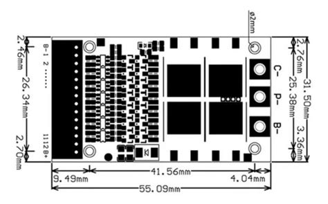 Controlador BMS 48V 13S 13 Celdas Litio Moviltronics