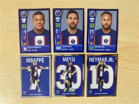 PANINI FOOT 2022 2023 Lotto Di 6 Figurine Mbappe Messi Neymar PSG EUR