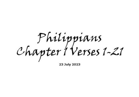 Philippians Chapter 1 Ridgeway Community Church