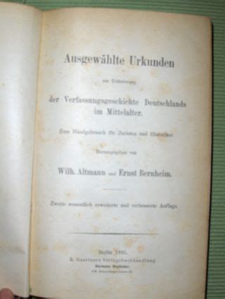 Altmann Hrsg Wilhelm und Ernst Bernheim Ausgewählte Urkunden zur