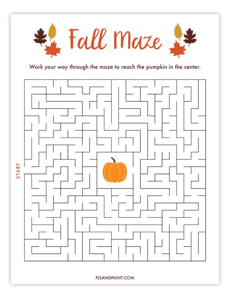 Free Printable Fall Maze Pjs And Paint