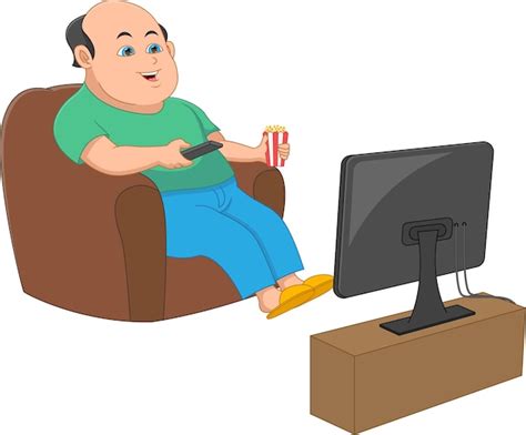 Premium Vector Happy Man Watching Television