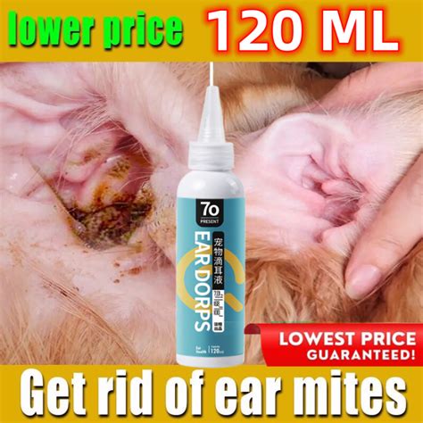 120ml Pet ear drops for dogs cat dog mites odor Removal ear drop Infection solution treatment ...