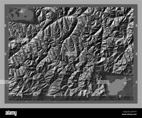 Nuristan Province Of Afghanistan Bilevel Elevation Map With Lakes And