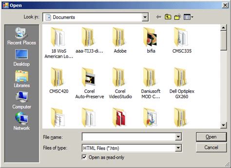 Windows Controls The Open Dialog Box