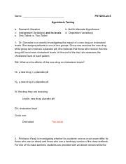 Lab Hypothesis Testing Assignment Pdf Name Psy Lab Hypothesis