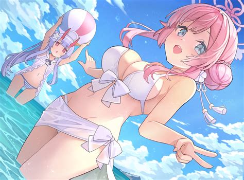 Nomio Blue Archive Mizuha Mimori Waraku Chise Angel Bikini Horns See