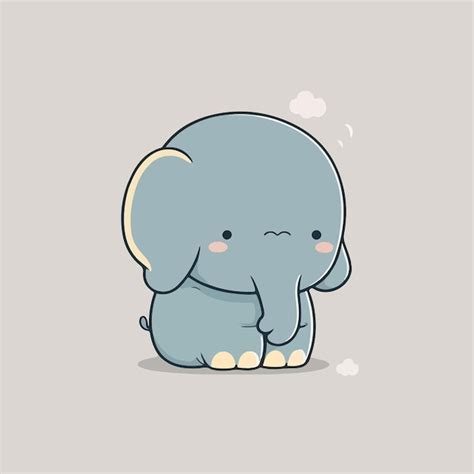 Premium Vector Cute Baby Elephant Drawn Vector Illustration