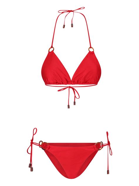 Zimmermann Clover Ring Tie Two Piece Bikini Set In Rosso ModeSens