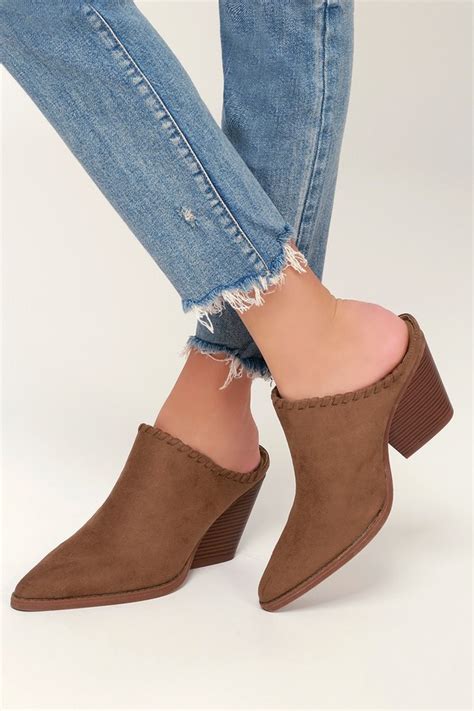 Cute Camel Mules Vegan Suede Mules Pointed Toe Mules Lulus