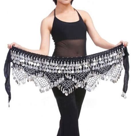 Belly Dance Velvet And Coins Belt Dancing Costume Festival Hip Scarf Wrap