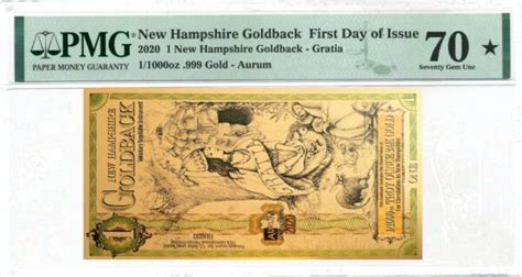 2020 1 New Hampshire Goldback PMG-70* FDOI - defythegrid.com