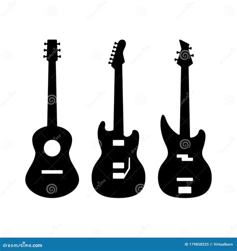 Guitarra Silhouettes Ac Stica Vector Negro Bass El Ctrico Ilustraci N