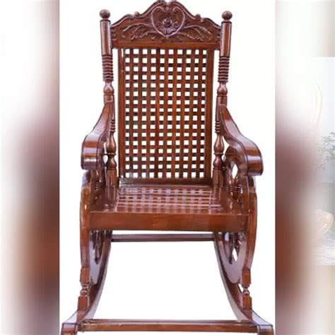 Handcrafted Sheesham Wood Rocking Relaxing Chair Without Cushion At