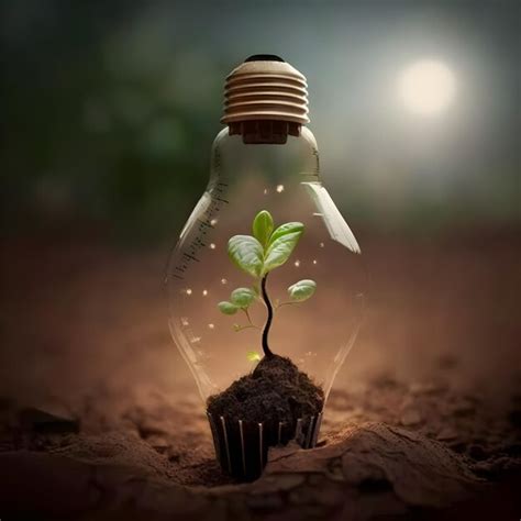 Premium Photo Small Plant Growing Inside A Lightbulb