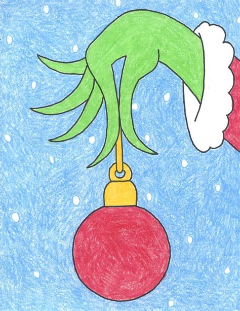 How to make a Grinch Hand Drawing: Easy Step-by-Step Art Lesson for ...