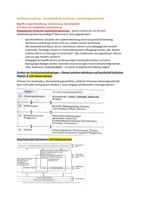 Vl Vorlesungsnotizen Vorlesung Erziehung Grundbegriffe Der