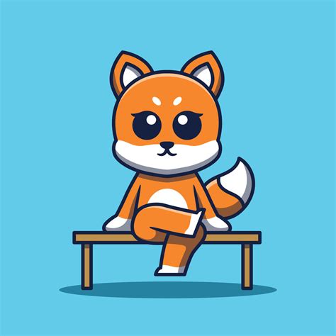 Cute Chibi Fox Mascot Sitting Vector Cartoon Illustration 21963616