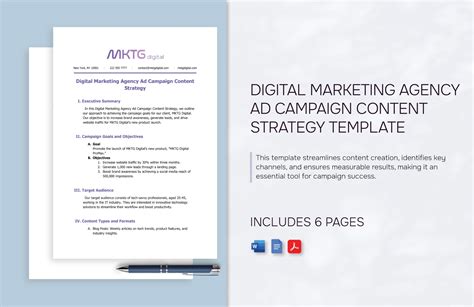 Digital Marketing Agency Ad Campaign Content Strategy Template in Word ...